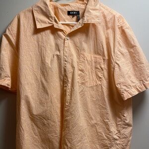 DKNY Men's Casual Peach Button Down Shirt